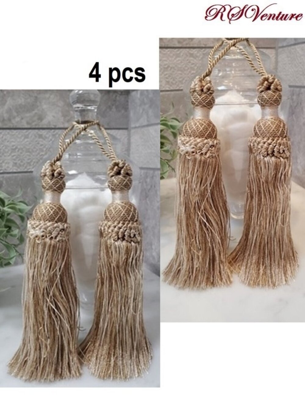 4 Curtain, Accent, Decorative Key Tassel